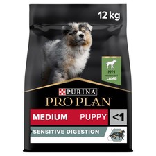 Pro Plan Medium Puppy Sensitive Digestion Lamb Dry Dog Food - 12kg 4.20 per kilo