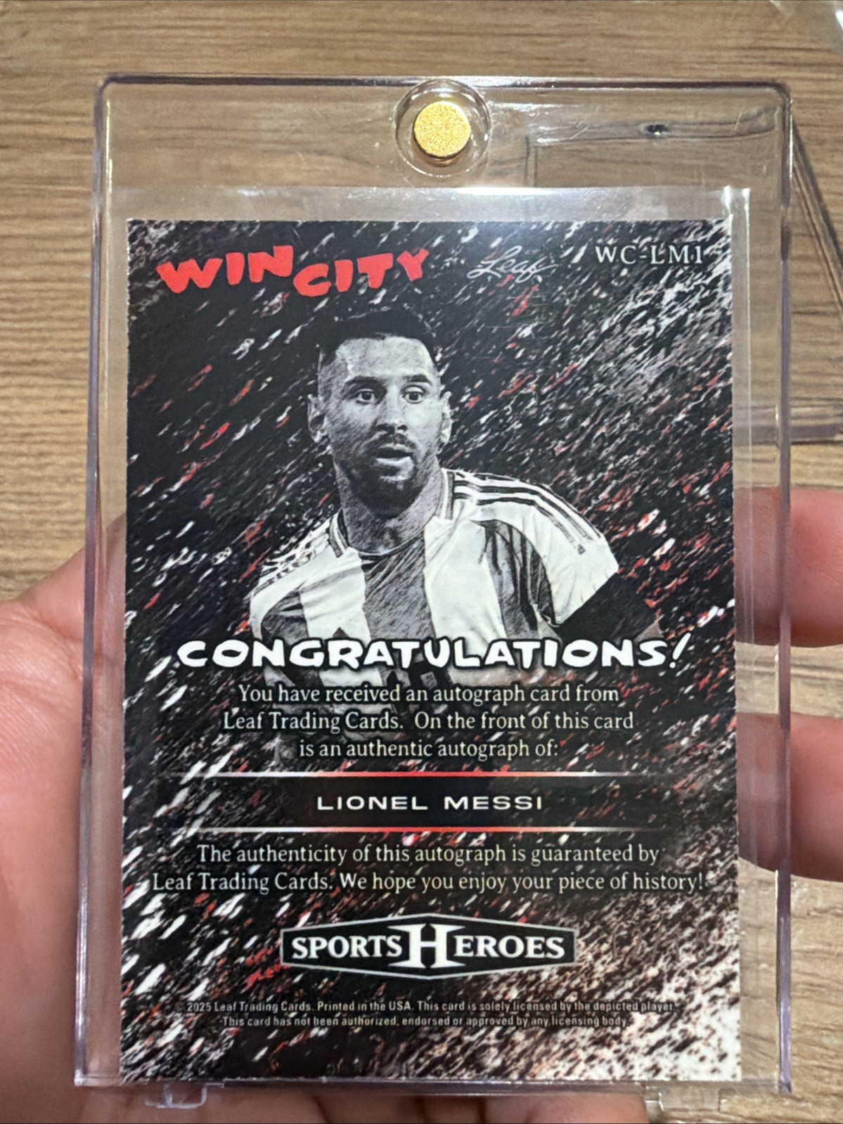 2025 Leaf Sports Heroes Messi Auto /15 Argentina view 2