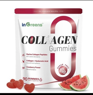 inGreens Collagen Peptides Gummies for Women - 5000mg Hydrolyzed Marine Collagen