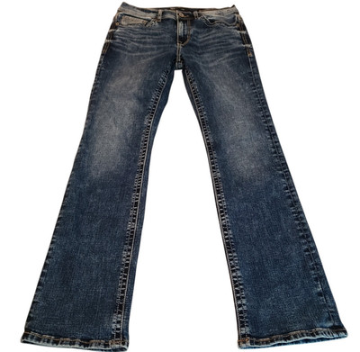 BKE Aiden Jeans Mens 30x32 (Fits 30x31) Slim Fit Blue Bootcut Stretch Buckle