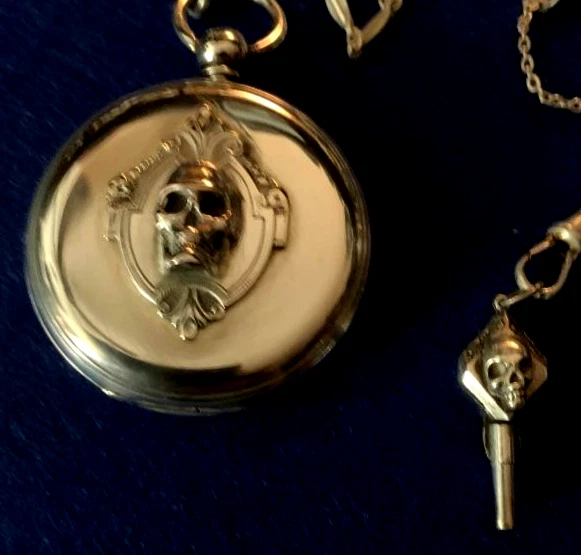 57mm Antique Silver Memento Mori KW KS Pocket Watch Serviced, running w /chain - Image 2 of 4
