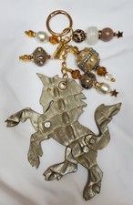 Original Bag Charm From Brahmin La Scala PYRITE Leather - GOLD Unicorn