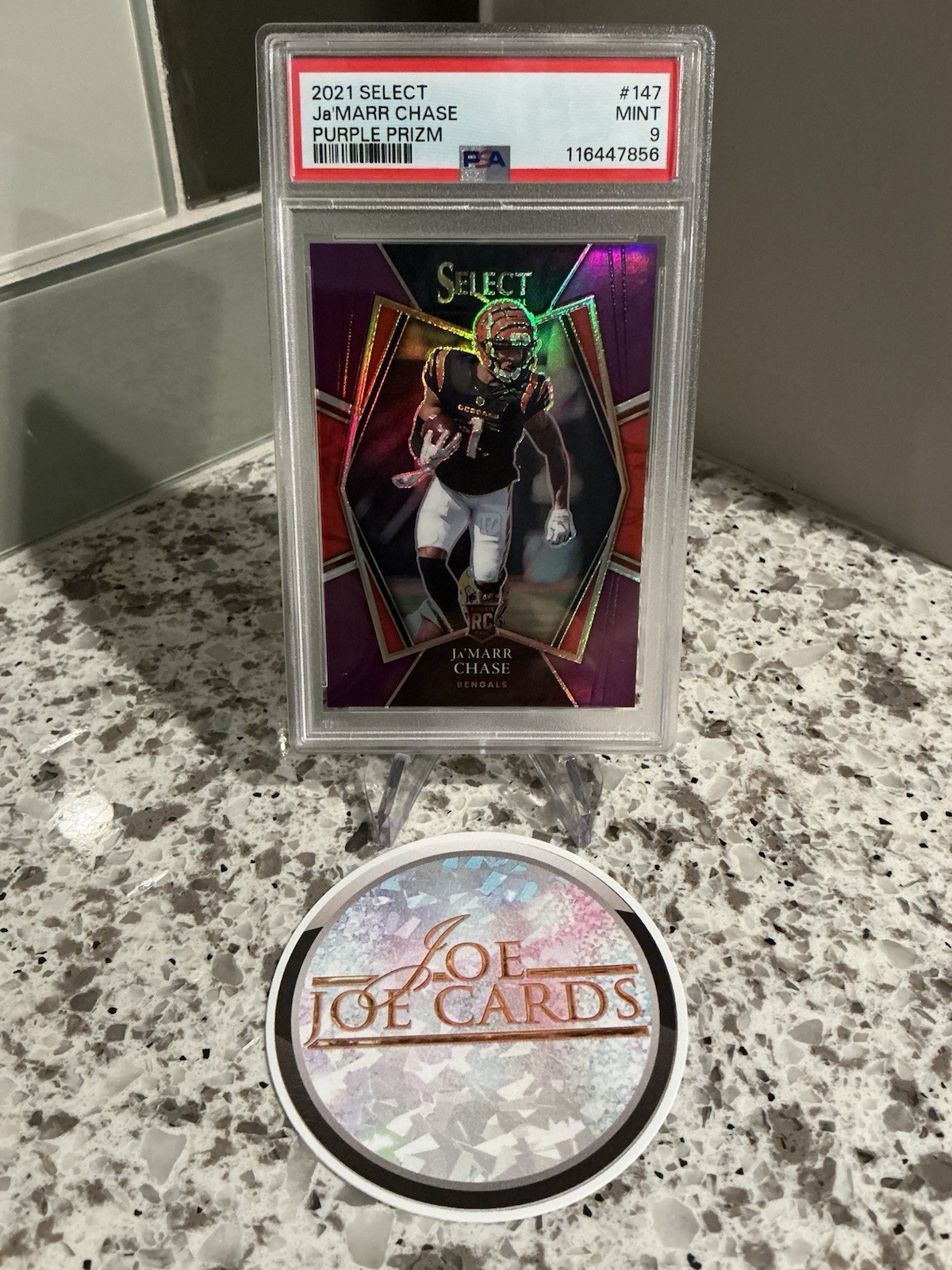 2021 SELECT 147 JA MARR CHASE PSA 9 PURPLE PRIZM ROOKIE CARD RC /75 SSP