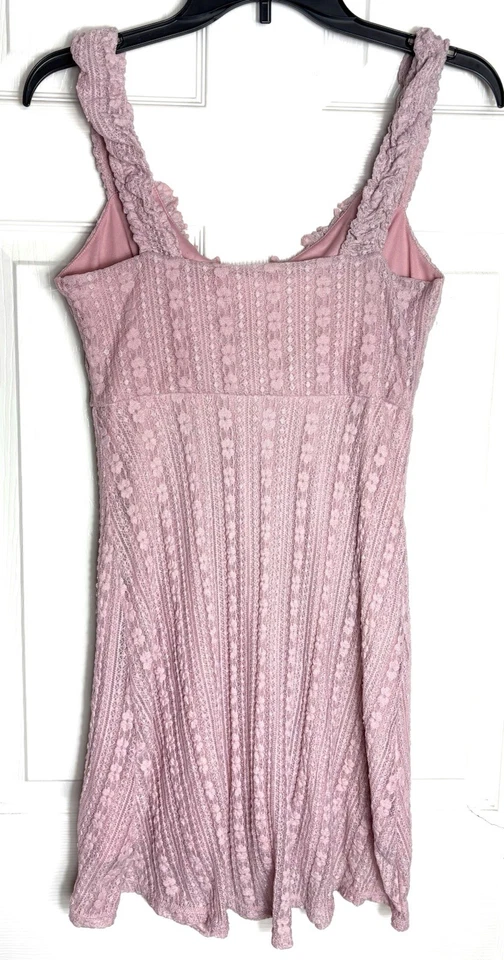 Y2K No Boundaries Milkmaid Babydoll Dress Womens M Sheer Lace Stretch Dainty Bow - Image 2 of 4