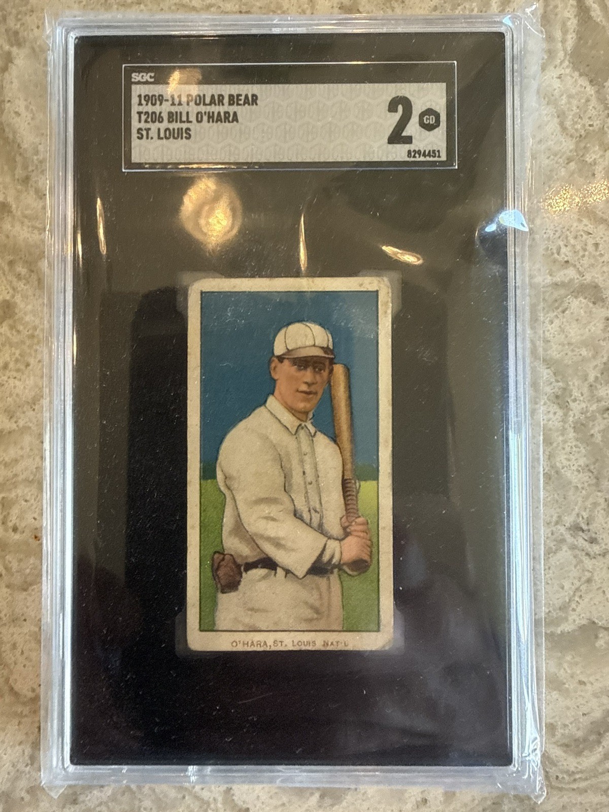 1909 T206 Bill O'Hara SGC 2 Good ~St. Louis Cardinals Polar Bear RARE VARIATION