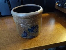Rowe Pottery Salt Glazed Pot - Floral - 25th Anniversary  1975-2000 3 3/4"