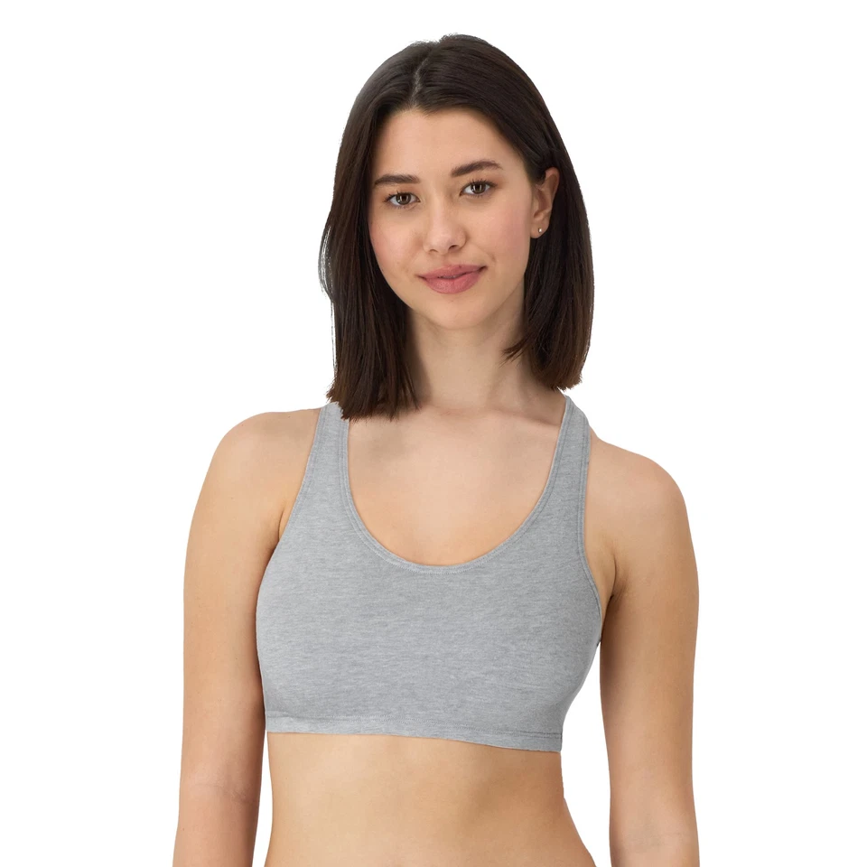 Bralette esportivo feminino Hanes algodão racerback, baixo impacto, pacote com 3 - Imagem 4 de 4