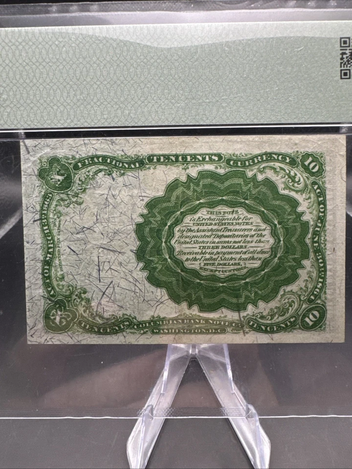 FR. 1264 10 TEN CENTS FIFTH ISSUE FRACTIONAL CURRENCY NOTE “GREEN SEAL” AU55! - Image 3 of 4