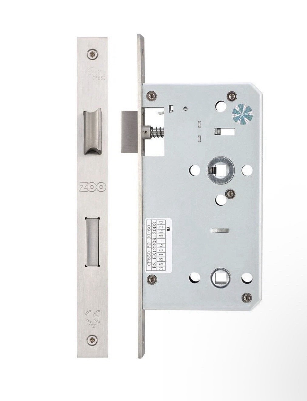 Zoo - ZDL7860SS mortice din bathroom latch & deadbolt lock 60mm backset