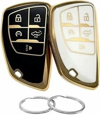 TPU Key Fob Cover Compatible with 2022 2023 2024 Silverado Model: Black/White