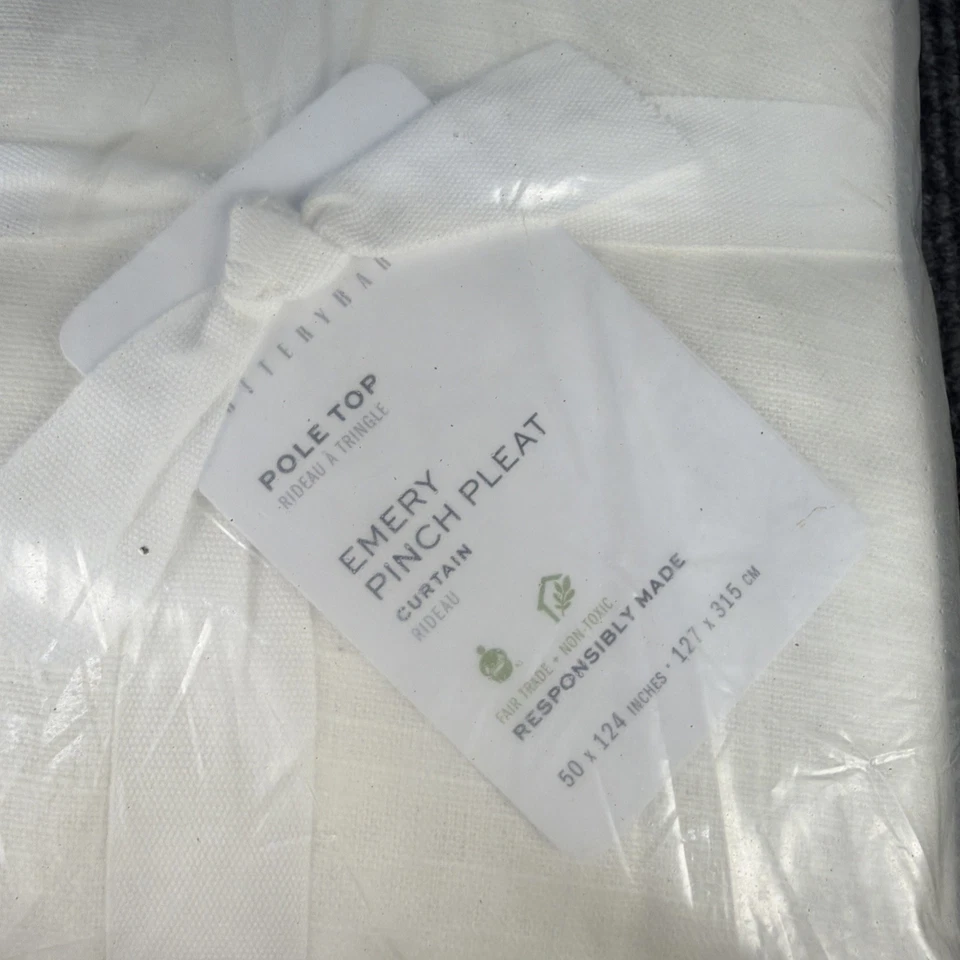 Pottery Barn Emery Linen Pinch Pleat Pole Top Ivory Curtain Panel 50" x 124" NEW - Image 2 of 4