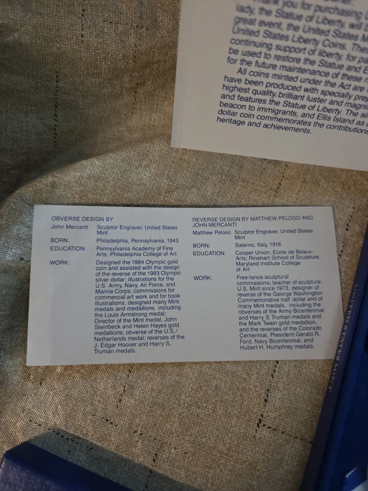 1986 S 🇺🇸 Statue of Liberty Ellis Island Silver Dollar Proof Coin w/ Box & COA - Image 2 of 4