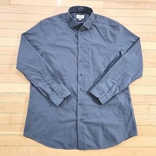 Charles Tyrwhitt Button Up Shirt Mens 17 /36 Blue Non-Iron Slim Fit 100 Cotton