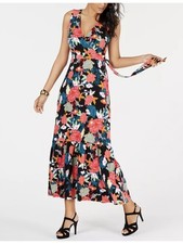 THALIA SODI Womens Black Tie Belt Lined Bodice Sleeveless Maxi Dress S