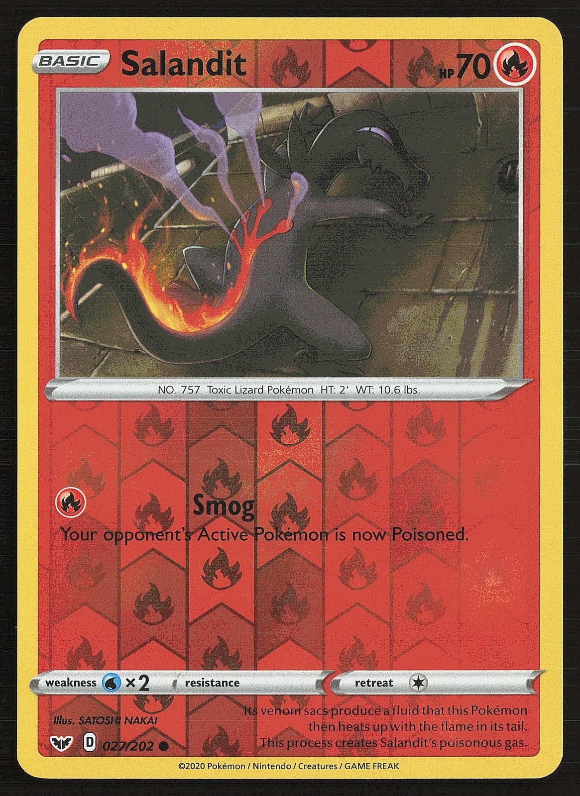 SWSH01: Sword & Shield Base Set Salandit #027/202 Reverse Holo Pokemon Card