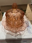 Pink Depression Cherry & Cable Thumbprint Butter Dish Northwood Mosser Glass?