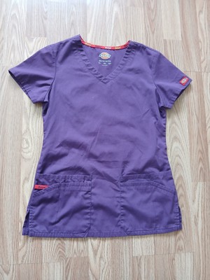 Dickies Women's V-Neck Purple Scrub Top Size XS