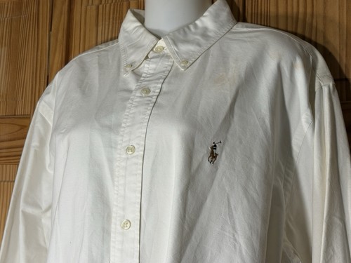 Ralph Lauren taglia XL lungo Sl. Collo abbottonato giogo plissettato tenente logo giallo - Foto 4 di 9