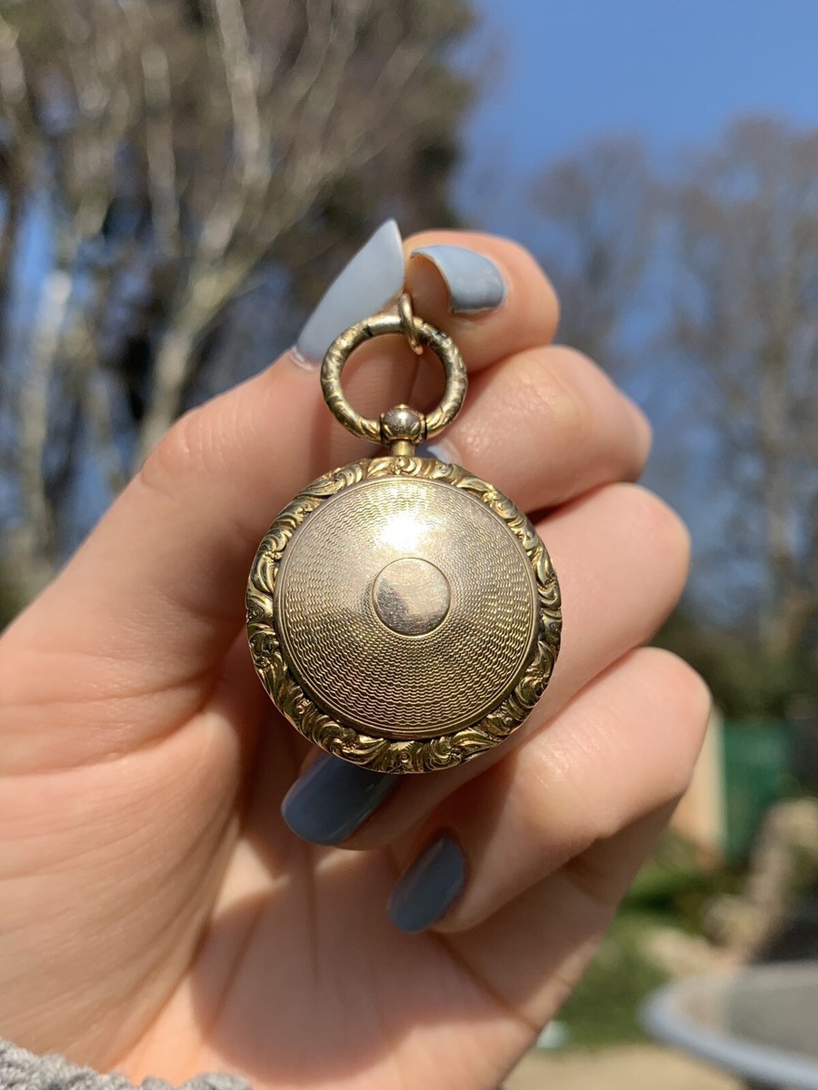 Antique Gold Cased Fancy Hair Locket Back Pendant UK