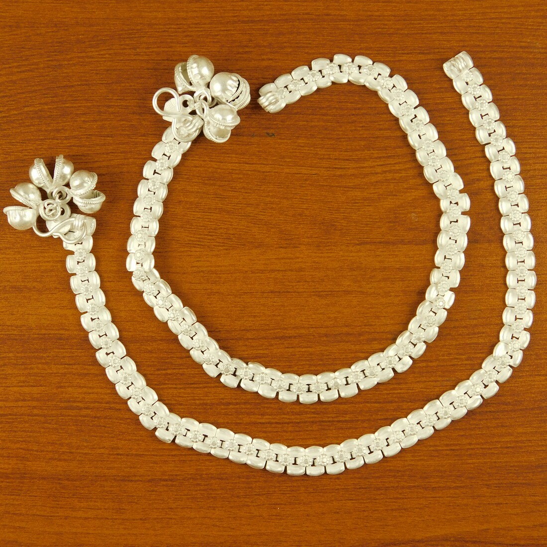 Matte Finish Silver Plated Anklets for Women Ankle Bracelets Fashion Jewelry-image