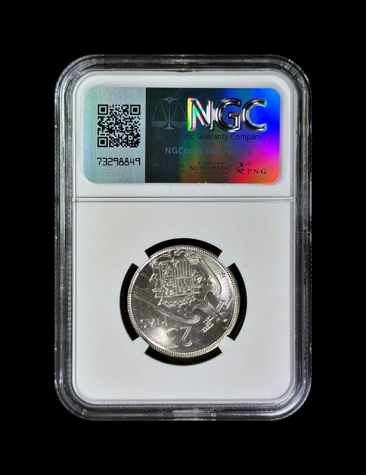 SPAIN. 1964, 25 Pesetas - NGC MS64 - Franco, 1957 with Star 64 - Image 4 of 4