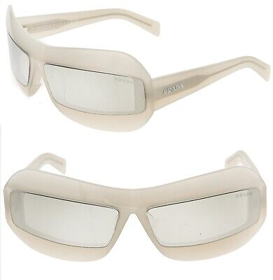 PRADA Futuristic Opal Silver Mirror Wrap Mask Logo PR30YS PRADA Futuristic Opal Silver Mirror Wrap Mask Logo PR30YS