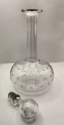 Vintage/Antique Crystal Decanter (Victorian?) Etched Stars Original Stopper - Picture 3 of 23
