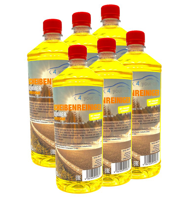 4yourCar Scheibenreiniger Konzentrat Sommer 6x1 L mit Frischem Citrusduft 1:10