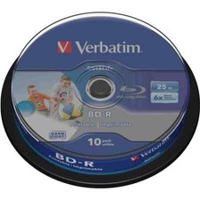 VERBATIM 43804 BD-R SL Datalife 25GB  6x Wide Inkjet Printable 10 Pack Spindle