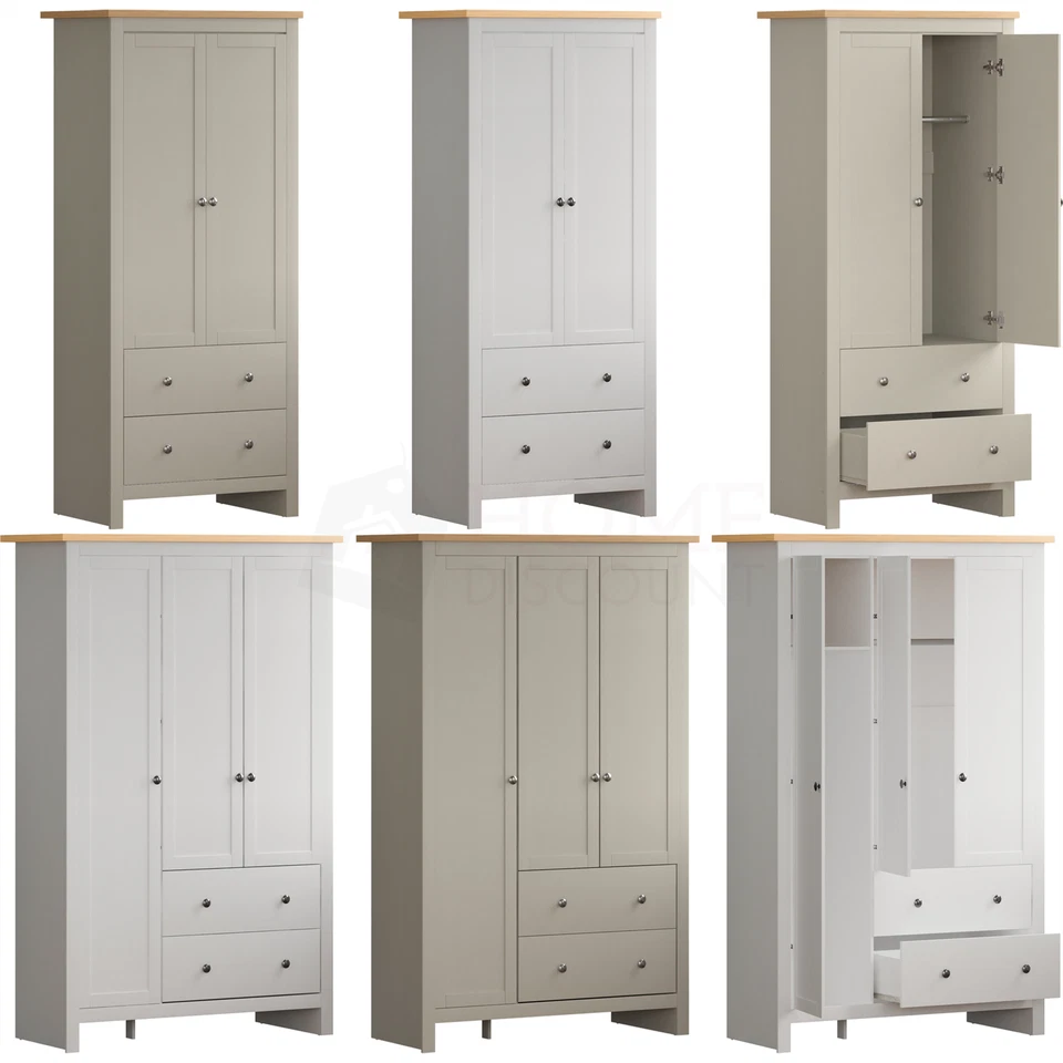 VIDA DESIGNS Arlington Wardrobe 2 3 Door 2 Drawer Shelving Clothes Storage Bedroom Furniture