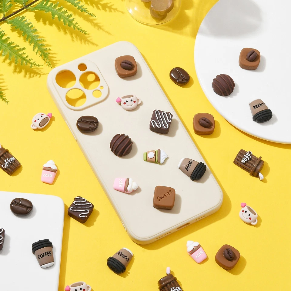 50 piezas cabujones de café de resina taza plana cuentas bebida comida para hacer joyas hágalo usted mismo Foto 4 de 4