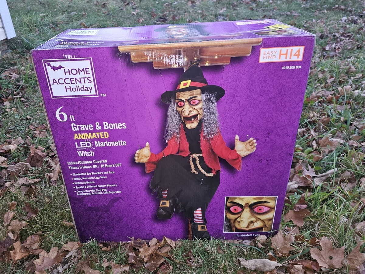 Halloween 6 Ft Animated Marionette Witch Puppet Talking LED