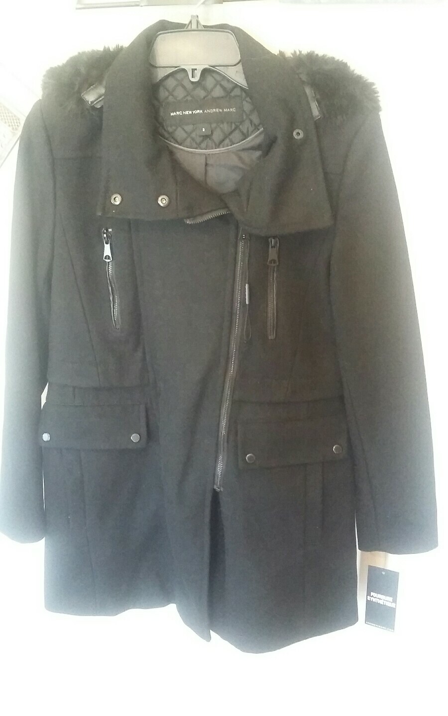 ALTRA Giacca donna Marc New York by Andrew Marc Ella misto lana PeaCoat pelliccia sintetica