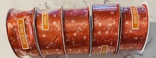 5 -Halloween Ribbon Orange w White Skeletons Wire Edge Roll 1.5 in X 4 yards