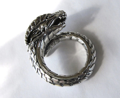 Sterling Silber Drachen Wickelring / Größe 7,5 / 925 Sterling Silber / 10,1 Gramm