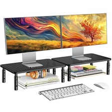 2 Pack Black Monitor Stand for Desk Computer Monitor Stand Height Adjustable
