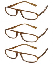 Calabria TR917 Flexie Sport Bendable Reading Glasses 2.50 in Brown 3 PACK Unisex