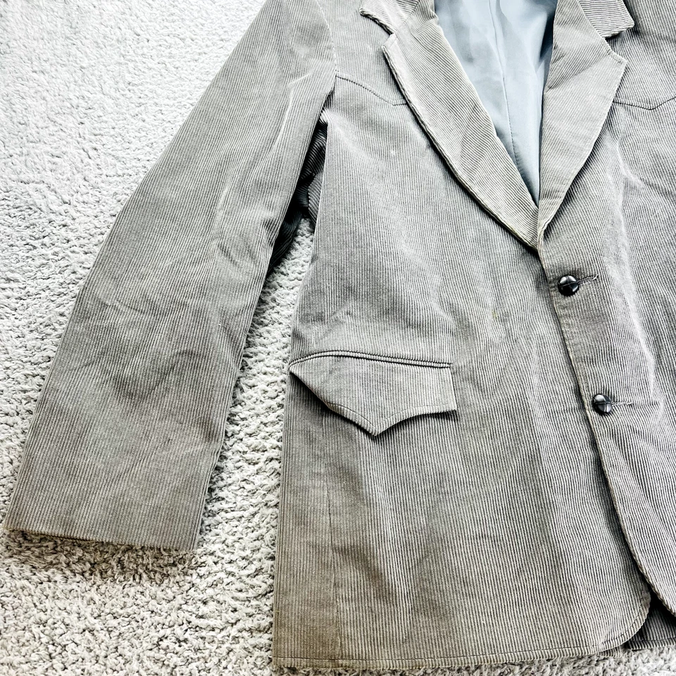 Vintage Pioneer Wear Blazer Mens 48 Corduroy Gray Jacket Sport Coat - Image 2 of 4