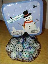 Rare 25 Net Bag Vacor/Mega Marbles Retired Snowman with Shooter Discontinued