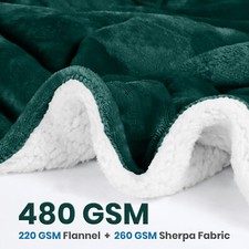 480 GSM Heavy Sherpa Fleece Blanket Soft Warm Bed Sofa Throw Weighted Blanket UK