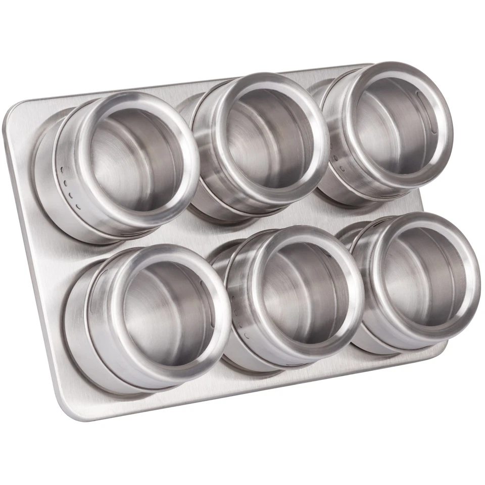 Gewürzgläser Gewürzdosen 6er-Set Edelstahl magnetisch Küchen Dose RICOO GR001 - Bild 1 von 4
