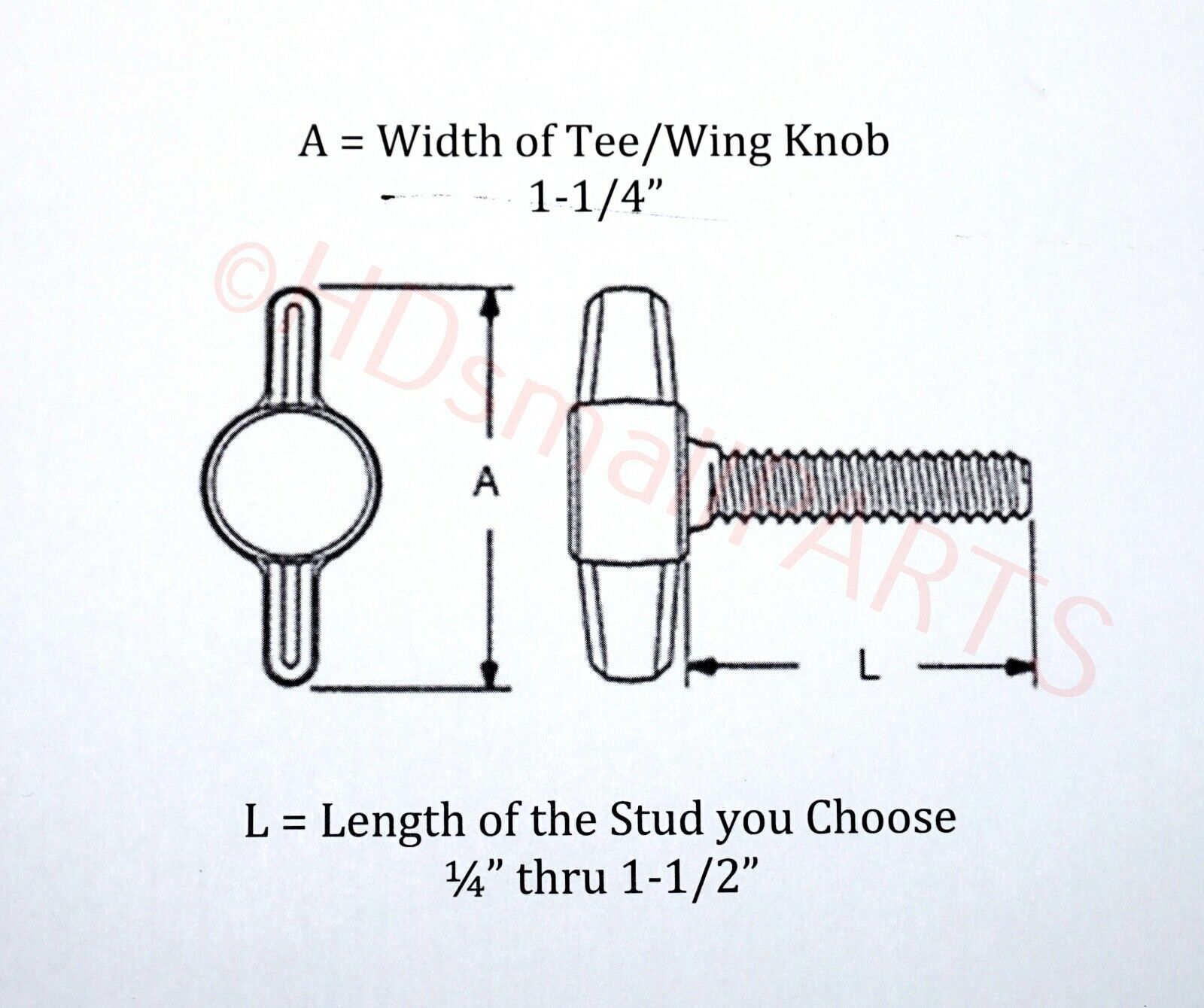 (4-20) 1/4"-20 x 3/4" Thumb Screws Stainless Steel Tee Wing Black or Red Knob 