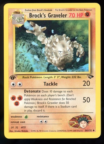 Brock's Graveler Gym Challenge 34/132 1st Edition Uncommon Pokemon Card WOTC G2 - 第 1/2 張圖片