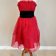 NWT Formal prom evening cocktail tulle candy apple red & black dress Sz 4