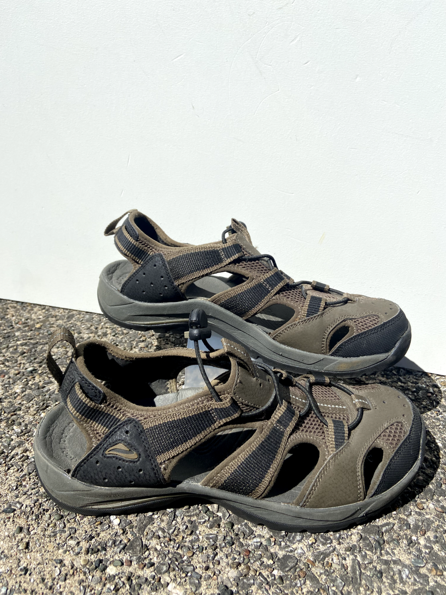 Abeo Mens shoes 10 N Shoes Danville Brown Bungee Sandals Fisherman