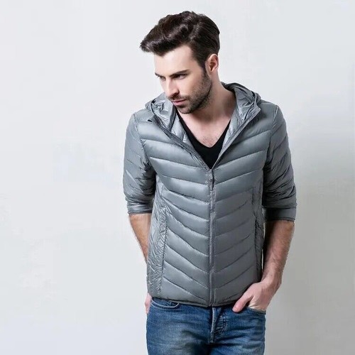 Mens Jackets Duck Down Ultra Light Travel Portable Thin Sports Hooded Jackets - Picture 8 of 20