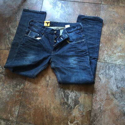 G STAR RAW GS01  33W x 32L BLUE RARE ROCKER JEANS  FLY BUTTONS SLIM FIT NWT  