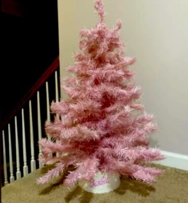 Barbie Holiday Pink & Sparkly Christmas Tree & Base 33.5