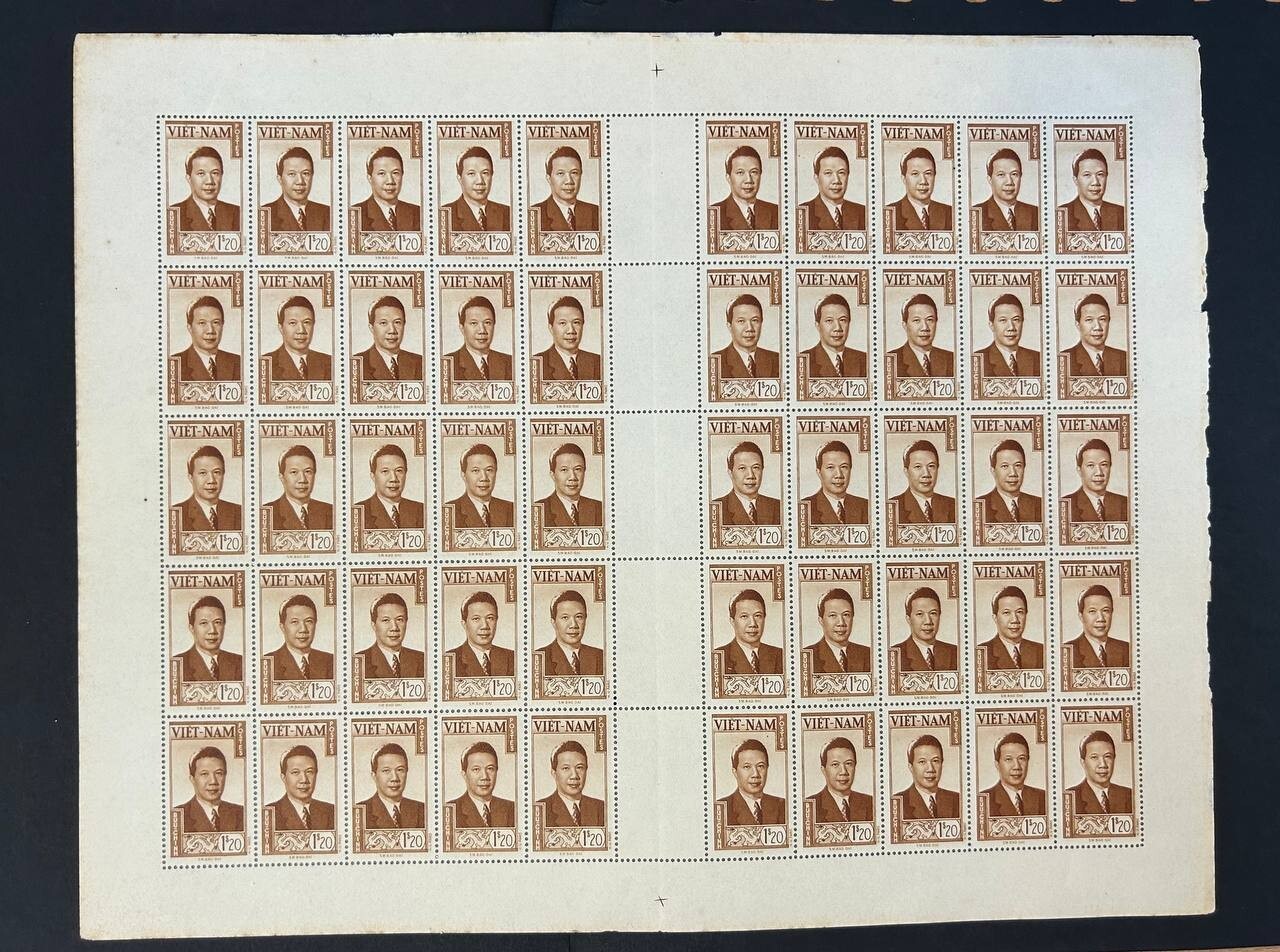 Vietnam 1951 sheet of 50 stamps Mi#67+gutter R MNH CV=700$