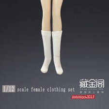 1/12 White Elastic Socks Stockings Clothes For 6'' Female TBL Figure Body